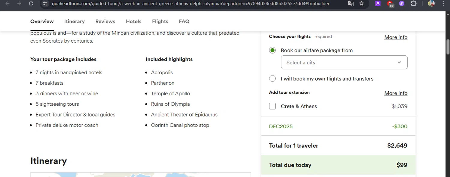 Go Ahead Tours promo code screenshot showing code CYBER2025 applied at Go Ahead Tours checkout page. Uploaded by SimplyCodes community member BrilliantFox7966 on Dec 20, 2025