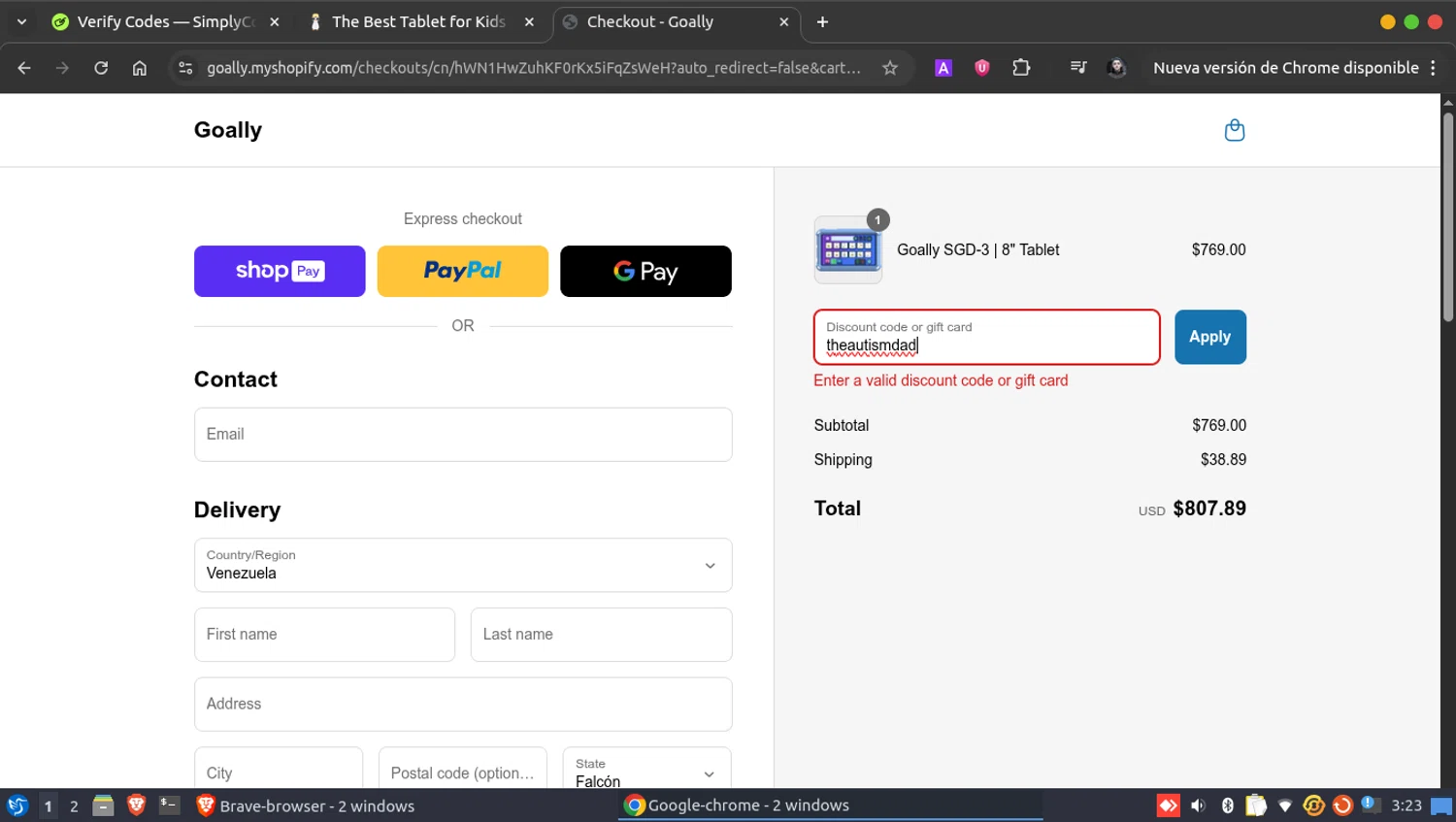 Goally discount code screenshot showing code theautismdad applied at Goally checkout page. Uploaded by SimplyCodes community member AryaStark on Aug 1, 2025