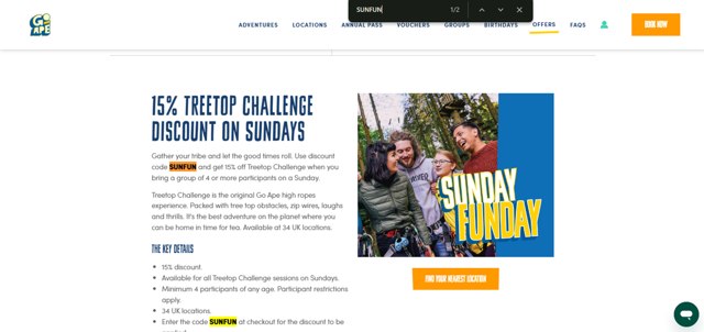 Go Ape checkout page showing Go Ape promo code box | Screenshot taken by SimplyCodes community member on Aug 9, 2025