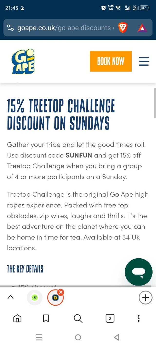 Go Ape checkout page showing Go Ape promo code box | Screenshot taken by SimplyCodes community member on Aug 22, 2025