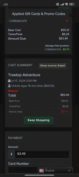 Go Ape US coupon verification screenshot