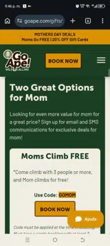 Go Ape US coupon verification screenshot
