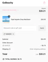 Save25 coupon verification screenshot