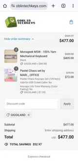 Giggiland coupon verification screenshot