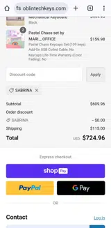 Sabrina coupon verification screenshot
