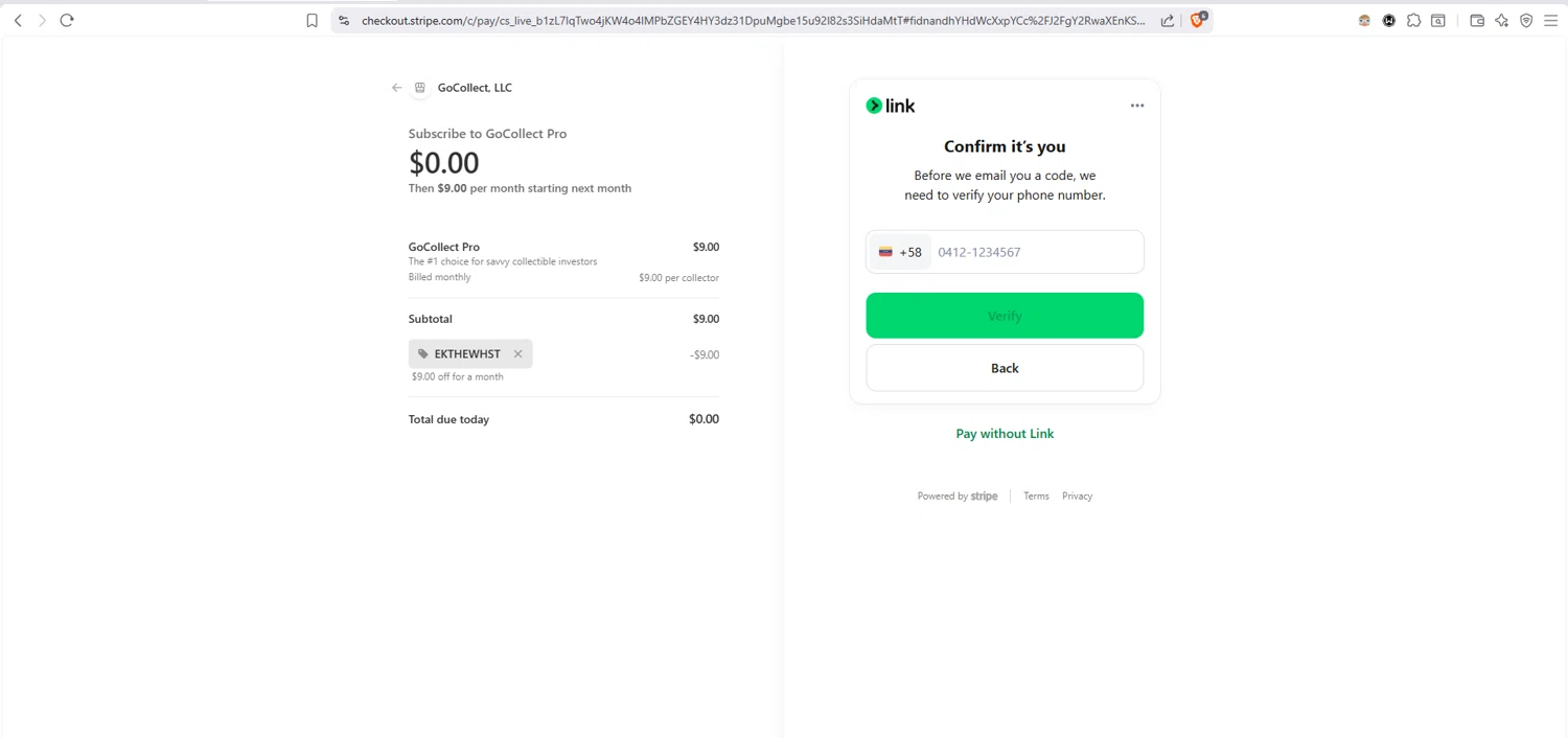 GoCollect checkout page showing GoCollect coupon code box | Screenshot taken by SimplyCodes community member on Jan 28, 2026