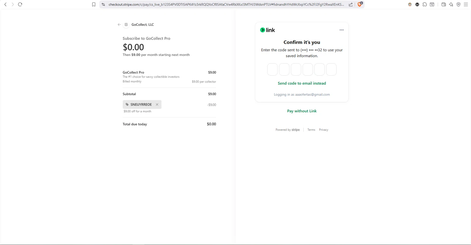 GoCollect checkout page showing GoCollect coupon code box | Screenshot taken by SimplyCodes community member on Jan 28, 2026