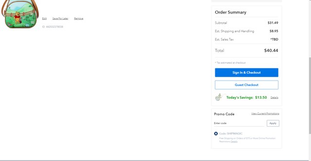 Go.com checkout page showing Go.com discount code box | Screenshot taken by SimplyCodes community member on Jul 27, 2024