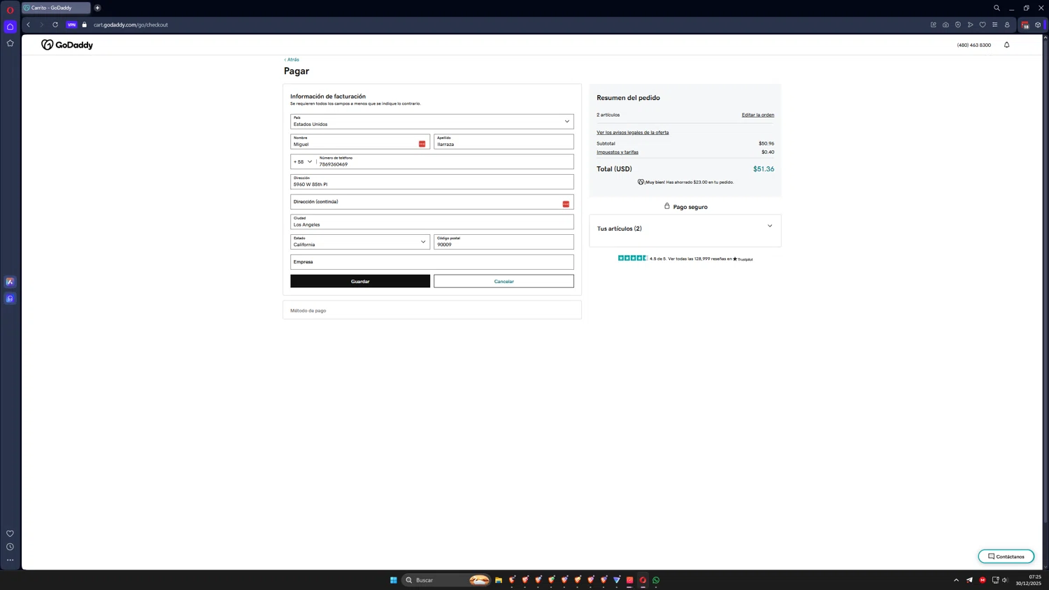 GoDaddy promo code screenshot showing code CJCOYBO25 applied at GoDaddy checkout page. Uploaded by SimplyCodes community member ilarrazaM5 on Dec 30, 2025