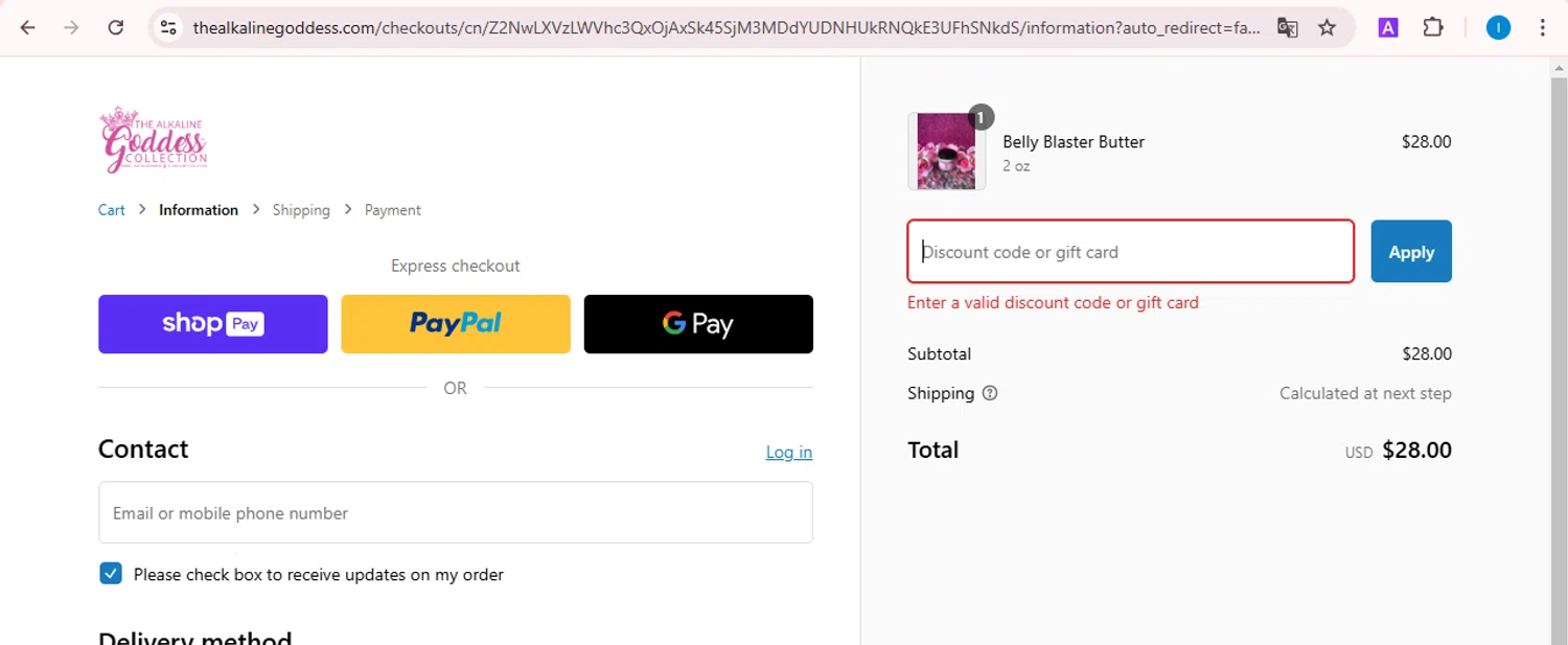 Goddess Collection discount code screenshot showing code LING15 applied at Goddess Collection checkout page. Uploaded by SimplyCodes community member TreasureScout5082 on Mar 1, 2025