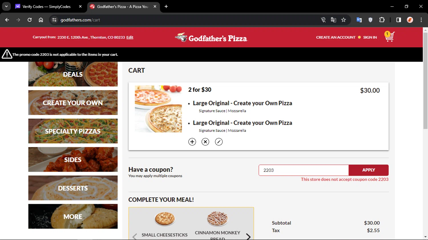 Godfather's Pizza Coupons 2 Off October 2024