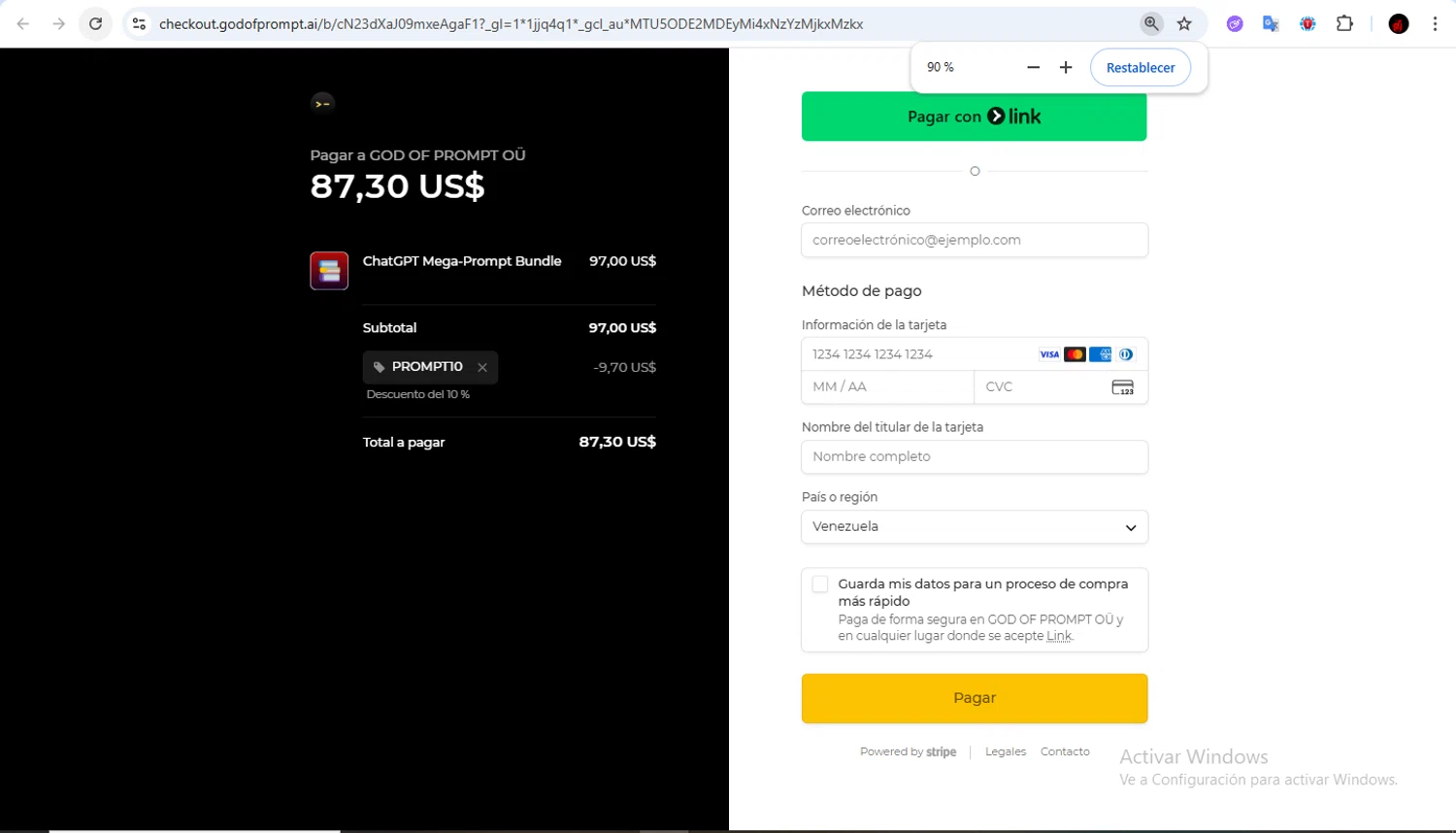 God of Prompt promo code screenshot showing code PROMPT10 applied at God of Prompt checkout page. Uploaded by SimplyCodes community member Francisco01 on Nov 16, 2025