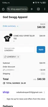 LOVE50%1 coupon verification screenshot