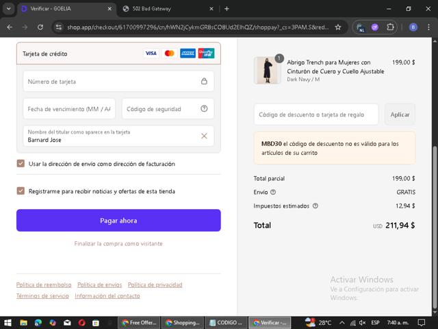Goelia checkout page showing Goelia promo code box | Screenshot taken by SimplyCodes community member on Sep 8, 2025