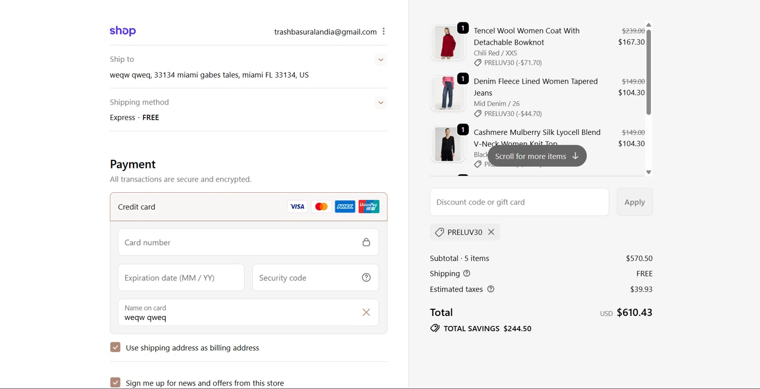 Goelia promo code screenshot showing code PRELUV30 applied at Goelia checkout page. Uploaded by SimplyCodes community member ArthurMorgan on Dec 6, 2025