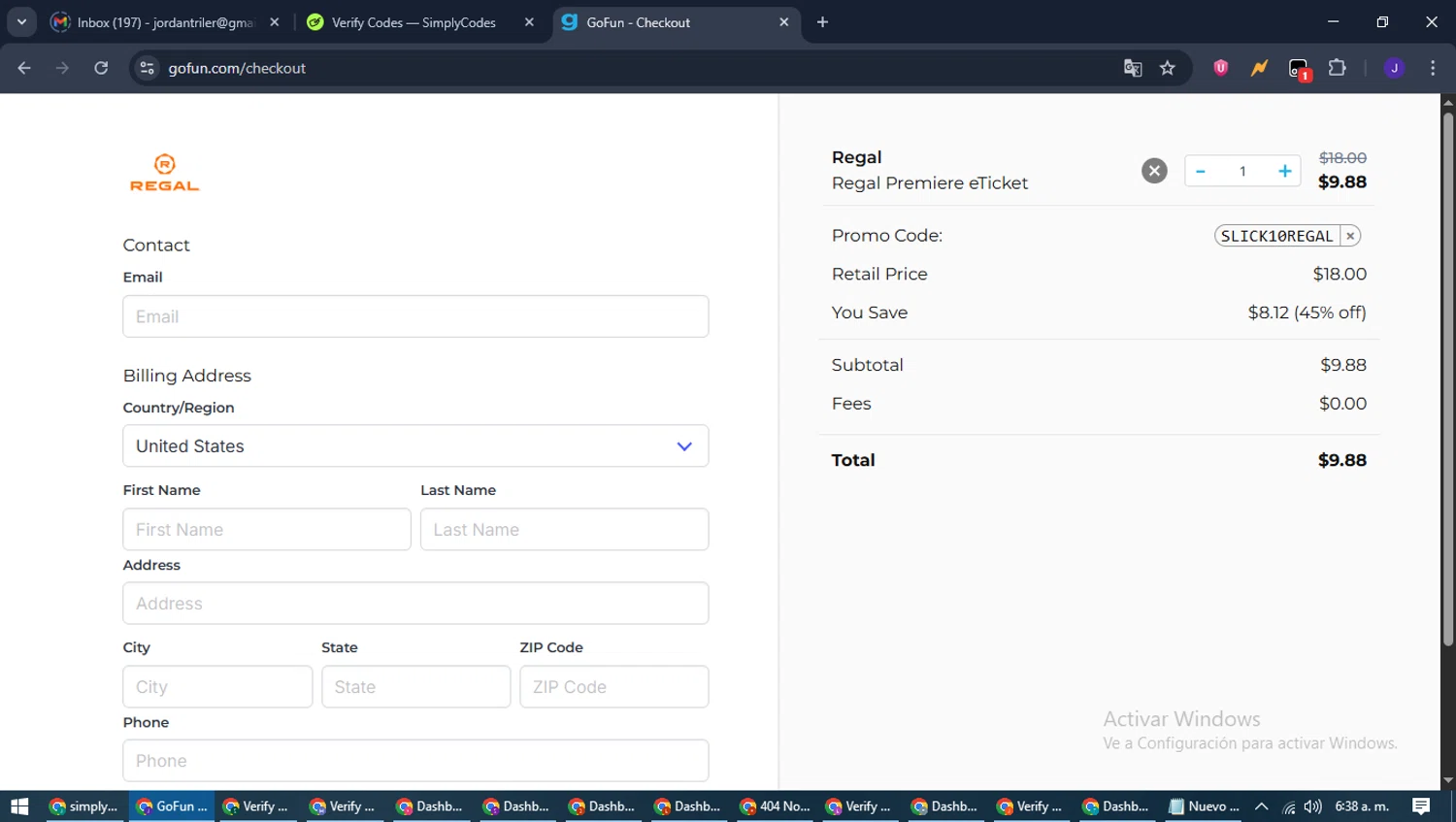 GoFun checkout page showing GoFun promo code box | Screenshot taken by SimplyCodes community member on May 28, 2025