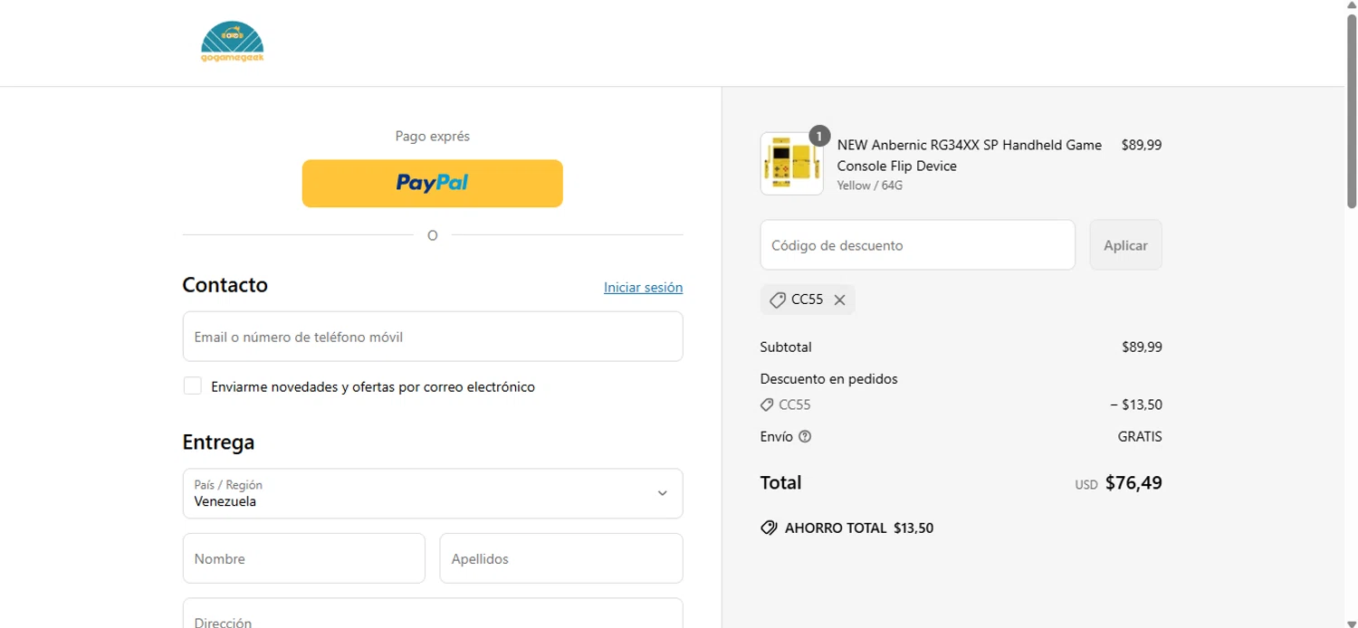 GOGAMEGEEK coupon code screenshot showing code CC55 applied at GOGAMEGEEK checkout page. Uploaded by SimplyCodes community member Juanchoo on Jun 24, 2025