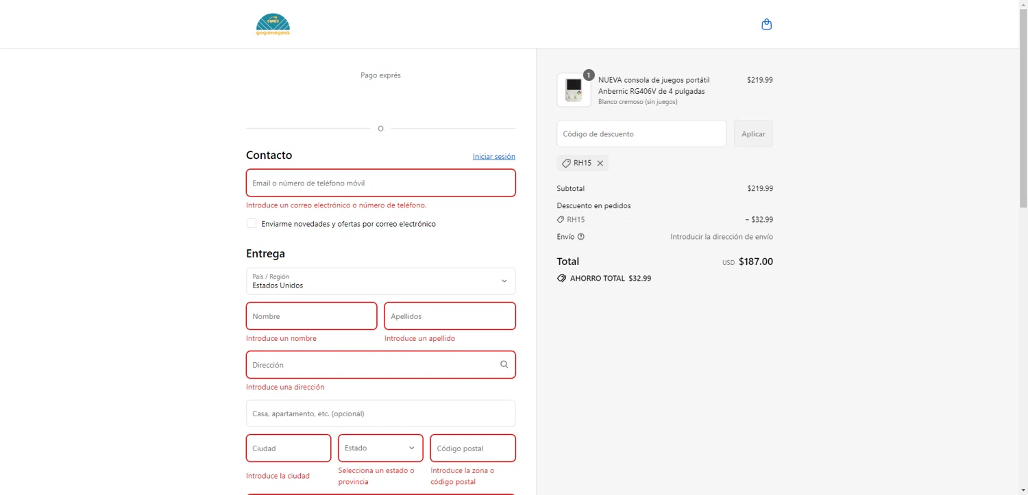 GOGAMEGEEK coupon code screenshot showing code RH15 applied at GOGAMEGEEK checkout page. Uploaded by SimplyCodes community member EpicEagle816 on Aug 29, 2025