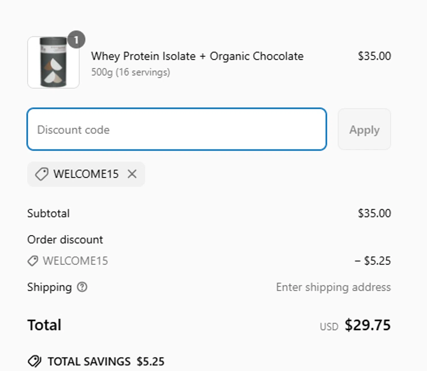 Go Good discount code screenshot showing code WELCOME15 applied at Go Good checkout page. Uploaded by SimplyCodes community member MagnificentCollector7829 on Mar 24, 2025
