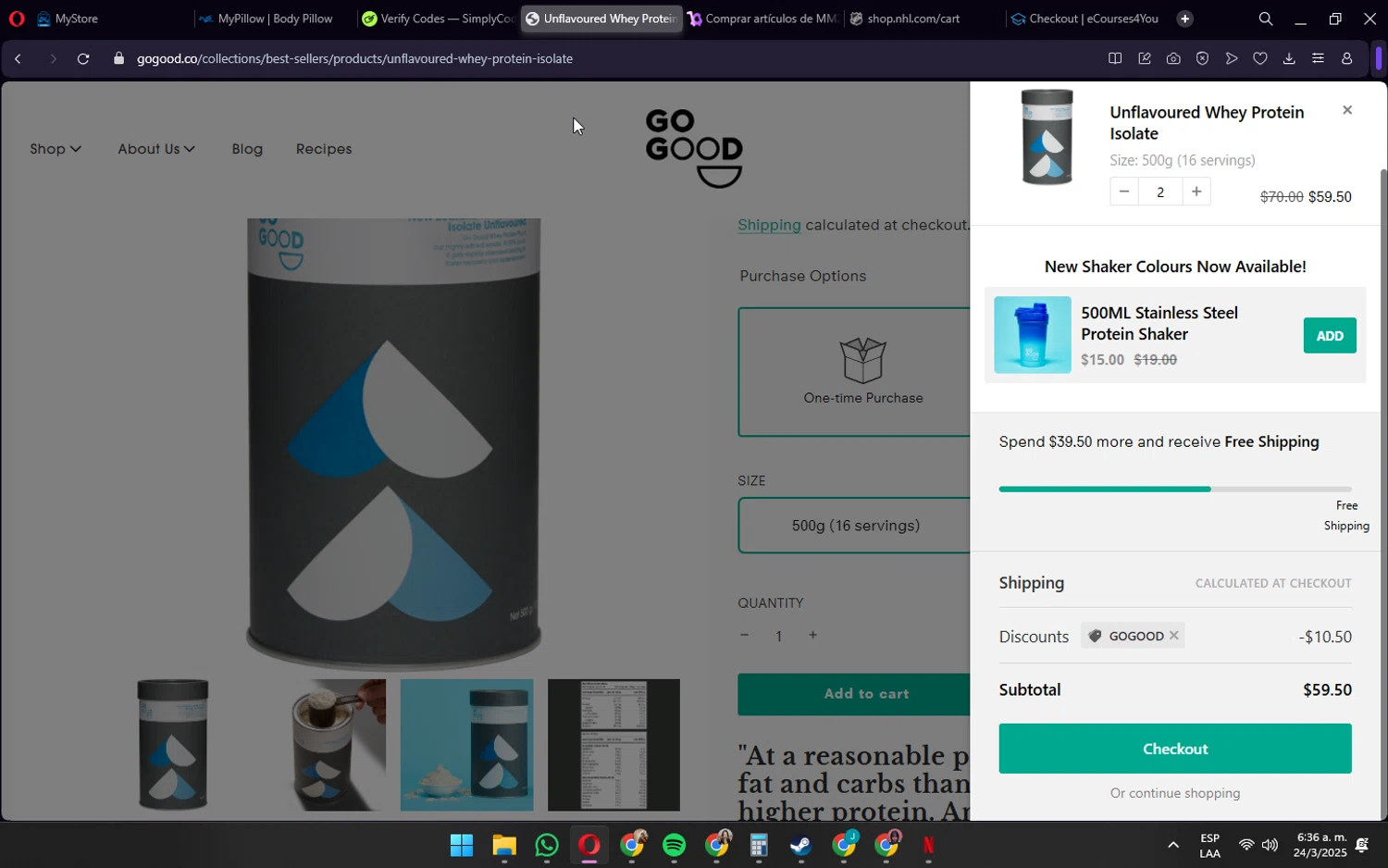 Go Good discount code screenshot showing code GOGOOD applied at Go Good checkout page. Uploaded by SimplyCodes community member wednesday on Mar 24, 2025