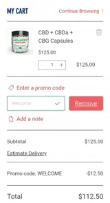 Welcome coupon verification screenshot