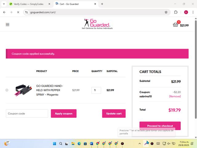 Go Guarded checkout page showing Go Guarded coupon code box | Screenshot taken by SimplyCodes community member on Aug 29, 2025