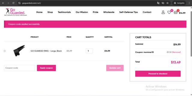Go Guarded checkout page showing Go Guarded coupon code box | Screenshot taken by SimplyCodes community member on Aug 22, 2025