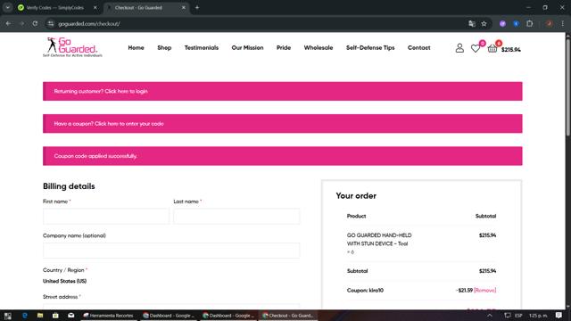 Go Guarded checkout page showing Go Guarded coupon code box | Screenshot taken by SimplyCodes community member on Sep 9, 2025