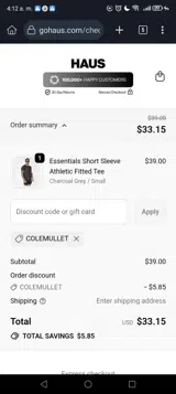 GoHaus coupon verification screenshot