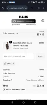 GoHaus coupon verification screenshot