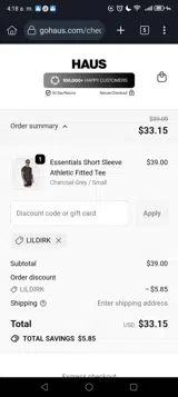 GoHaus coupon verification screenshot