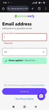 E2 coupon verification screenshot