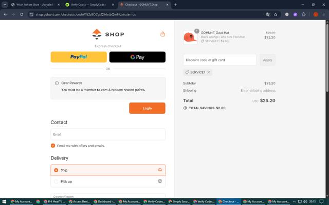 goHUNT checkout page showing goHUNT discount code box | Screenshot taken by SimplyCodes community member on Sep 15, 2025