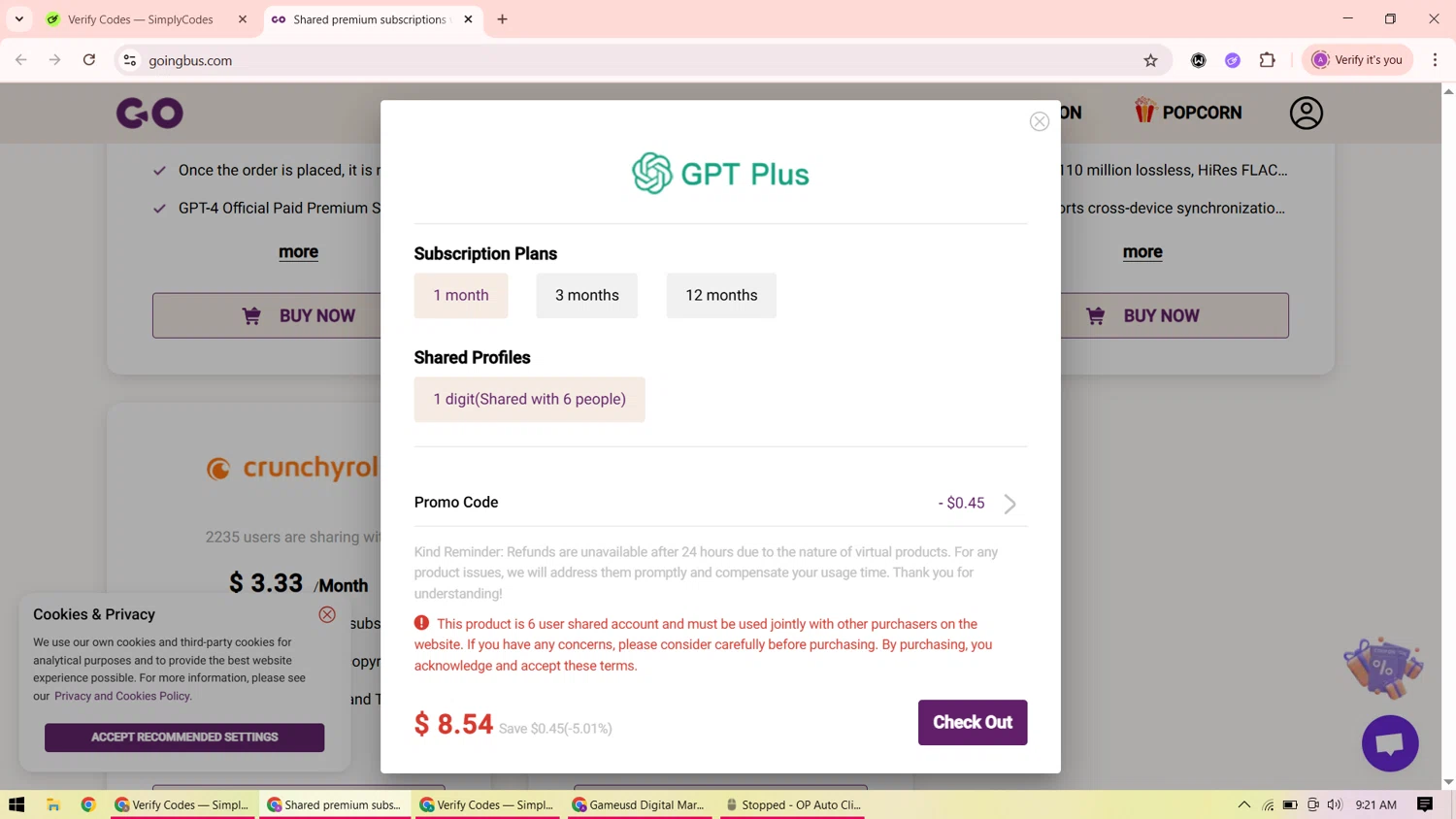 GoingBus promo code screenshot showing code CIRC applied at GoingBus checkout page. Uploaded by SimplyCodes community member ShrewdMaverick9198 on Jun 19, 2025