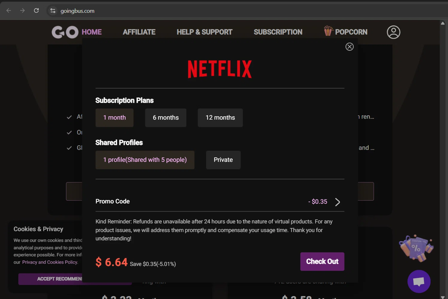 GoingBus promo code screenshot showing code WETHRIFT5 applied at GoingBus checkout page. Uploaded by SimplyCodes community member ScanHunter7116 on Jun 19, 2025