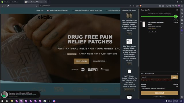 Kailo Labs checkout page showing Kailo Labs promo code box | Screenshot taken by SimplyCodes community member on Aug 21, 2025