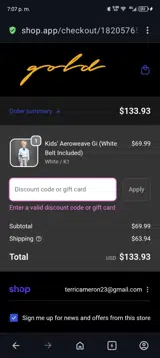 SHORTS20 coupon verification screenshot