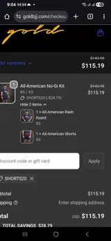 SHORTS20 coupon verification screenshot