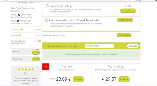GOLDCAR checkout page showing GOLDCAR promo code box | Screenshot taken by SimplyCodes community member on Sep 14, 2020