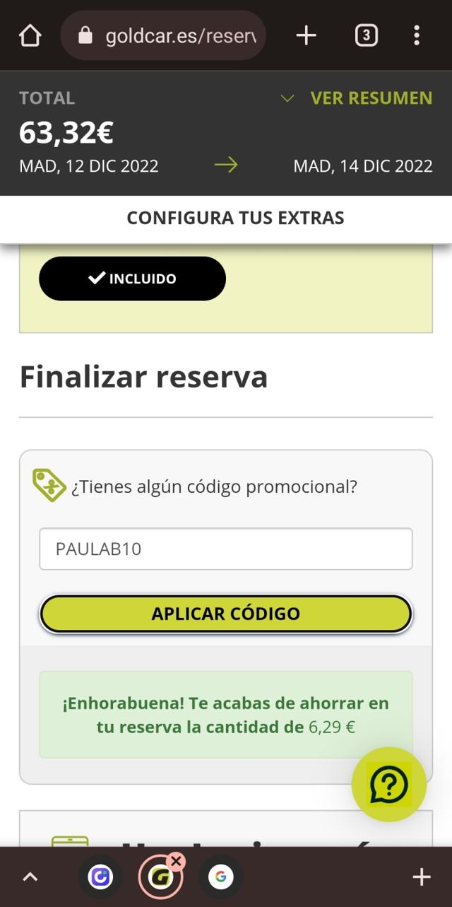 GOLDCAR checkout page showing GOLDCAR promo code box | Screenshot taken by SimplyCodes community member on Dec 10, 2022