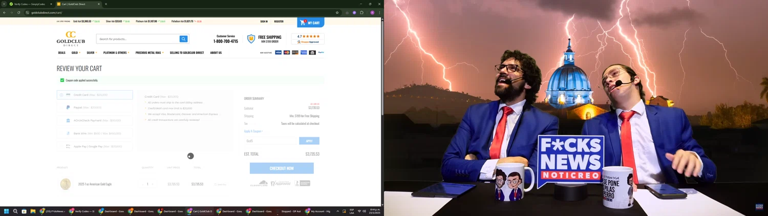 GoldClub Direct promo code screenshot showing code Gcd5 applied at GoldClub Direct checkout page. Uploaded by SimplyCodes community member RoyalSentinel4577 on May 24, 2025
