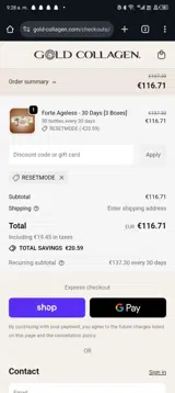 RESETMODE coupon verification screenshot