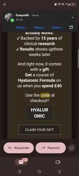 HYALURONIC coupon verification screenshot