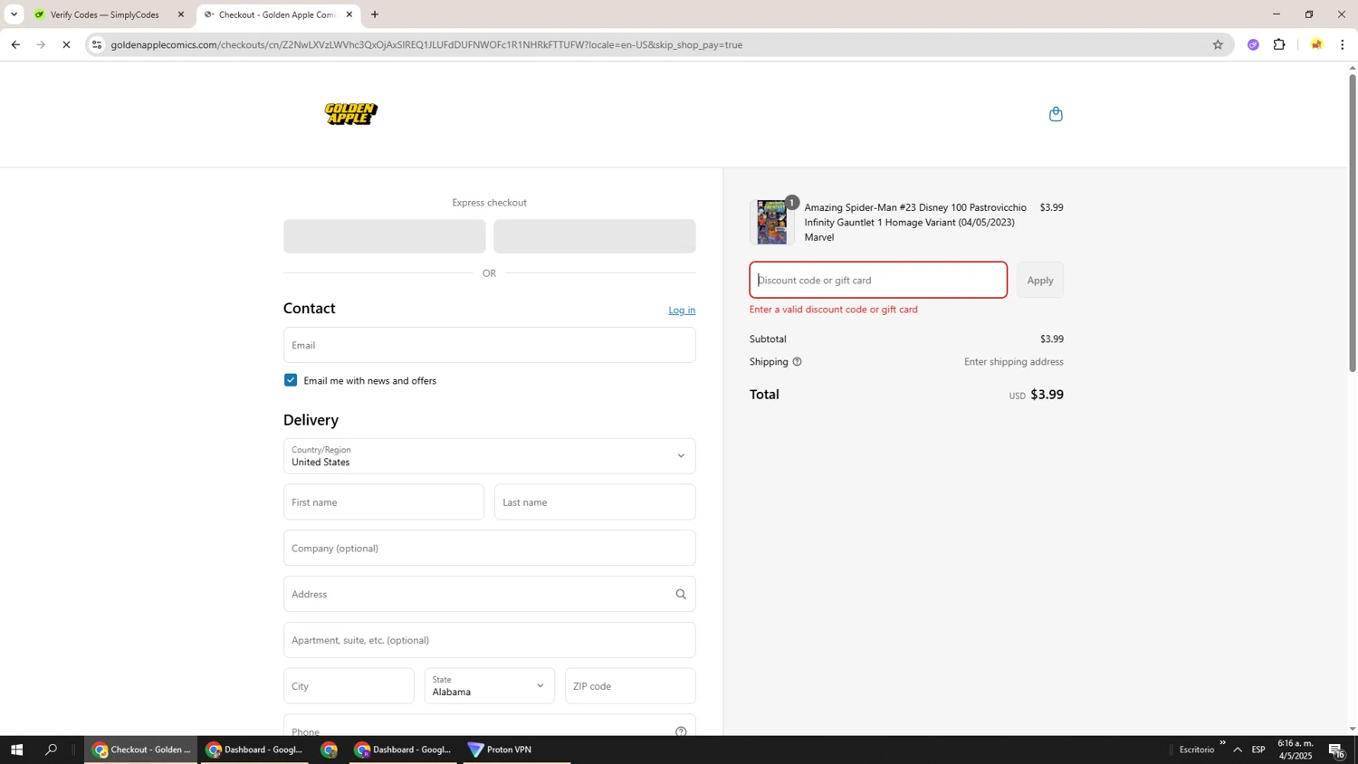 Golden Apple Comics discount code screenshot showing code 8363 applied at Golden Apple Comics checkout page. Uploaded by SimplyCodes community member Richard251 on May 4, 2025