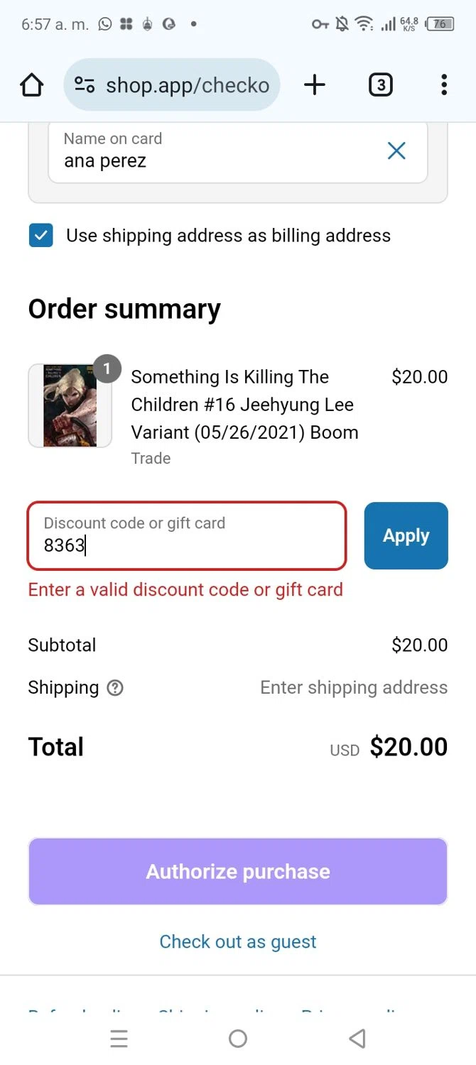 Golden Apple Comics discount code screenshot showing code 8363 applied at Golden Apple Comics checkout page. Uploaded by SimplyCodes community member GoldCurator660 on May 4, 2025