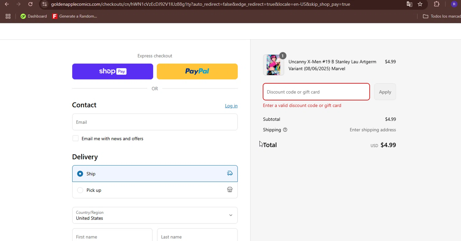 Golden Apple Comics discount code screenshot showing code 70 applied at Golden Apple Comics checkout page. Uploaded by SimplyCodes community member PumDaniel on Aug 10, 2025