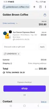 LOVEYOU10 coupon verification screenshot