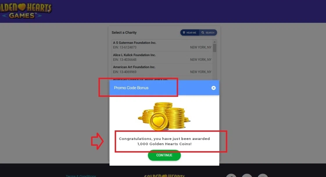 Golden Hearts Games checkout page showing Golden Hearts Games promo code box | Screenshot taken by SimplyCodes community member on Mar 31, 2022