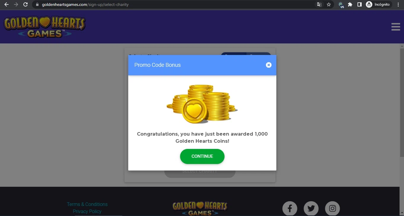 Golden Hearts Games checkout page showing Golden Hearts Games promo code box | Screenshot taken by SimplyCodes community member on Apr 5, 2022