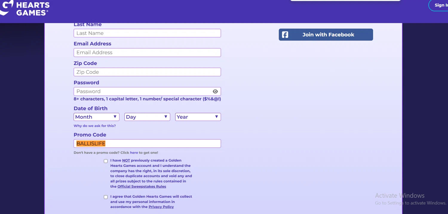 Golden Hearts Games promo code screenshot showing code BALLISLIFE applied at Golden Hearts Games checkout page. Uploaded by SimplyCodes community member Lioniel on Nov 28, 2025